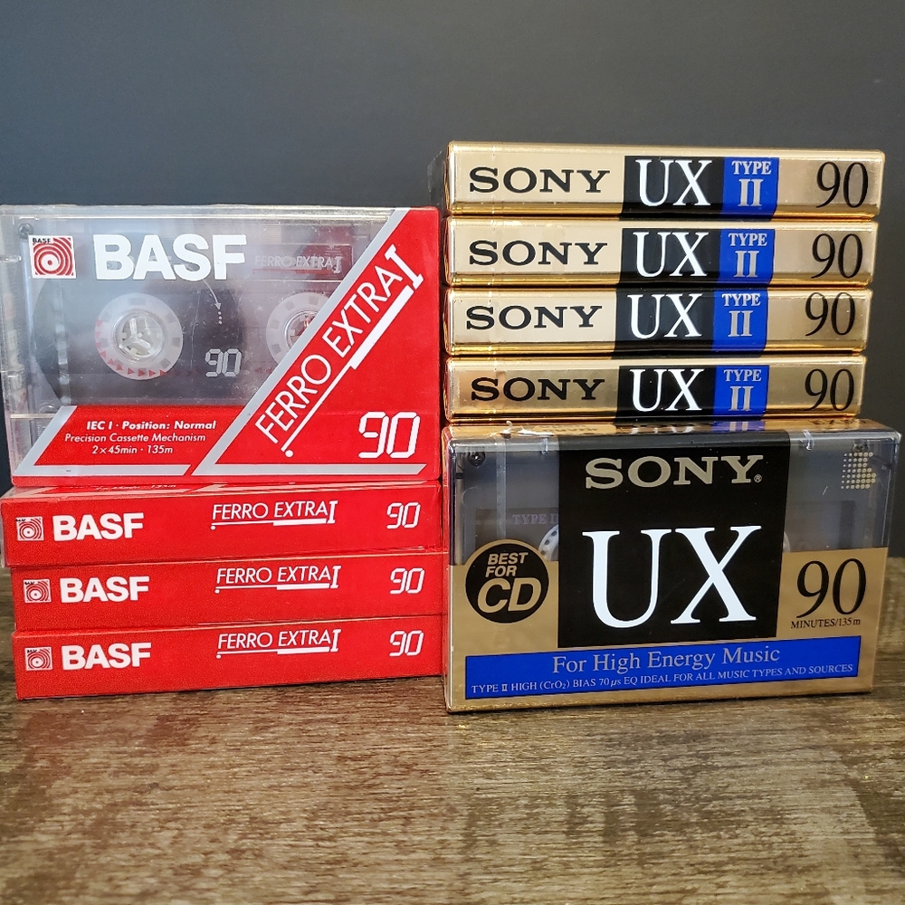 New BASF, Sony Cassette Tapes Collection 90 Minutes New Sealed